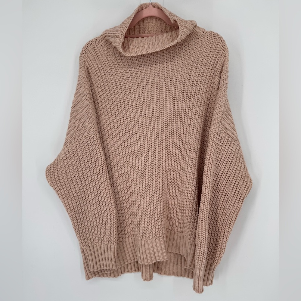 Aerie Womens Soft Knit Cowl Neck Sweater - Beige Size XL